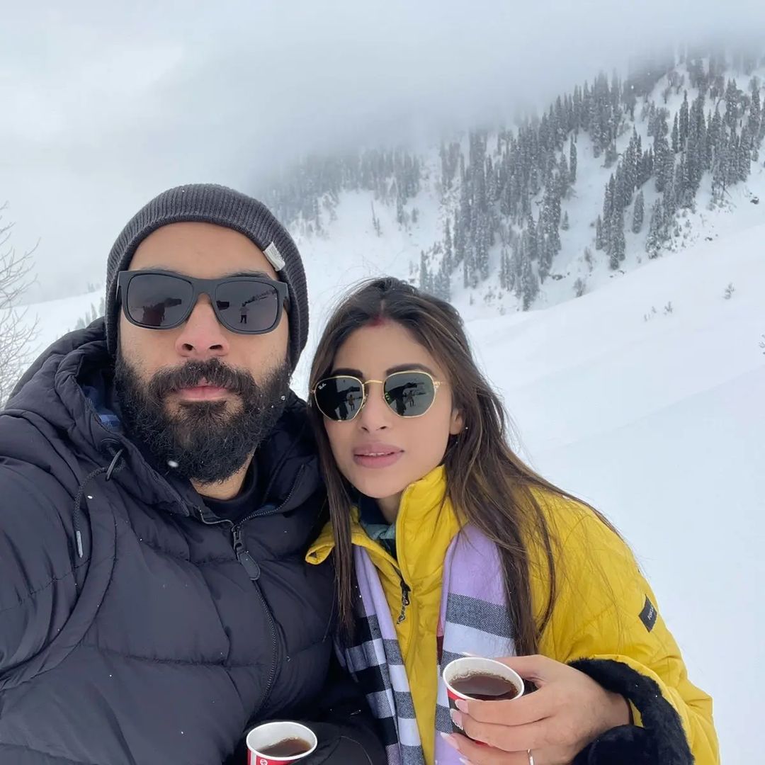 Photos: Mouni Roy & Suraj Nambiar Have a Dreamy, Snow-clad Honeymoon